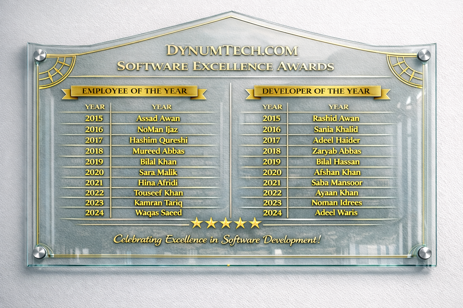 Custom gable top honour board design example